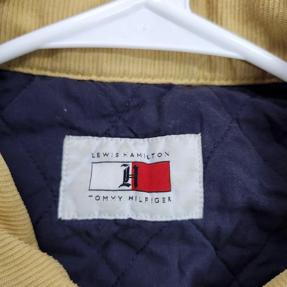 Tommy Hilfiger Lewis Hamilton Jacket Mens XL Blue Denim Bomber Button Lined
